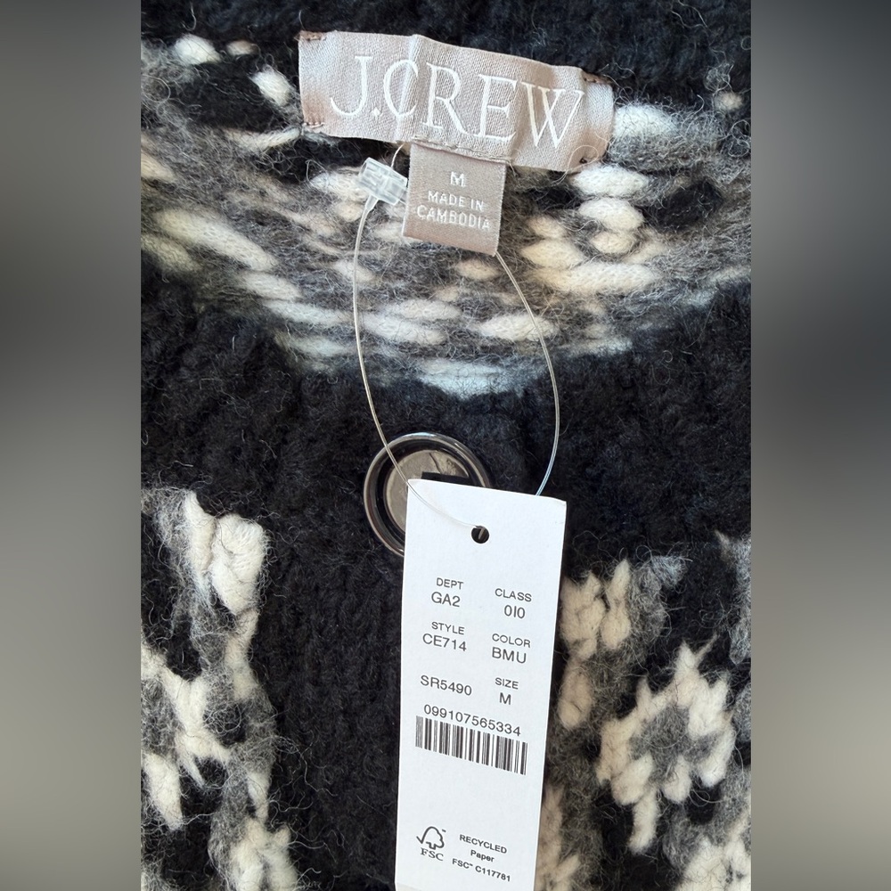 NWT J.Crew fair isle cardigan sweater - Picture 6 of 7